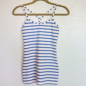 Lululemon Power Y Tanktop - White with Blue Stripe